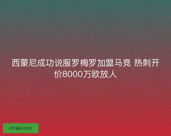 西蒙尼成功说服罗梅罗加盟马竞 热刺开价8000万欧放人